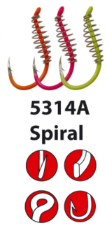 Gamakatsu LS 5314 Spiral Multi Coloured Drop Shot Hooks